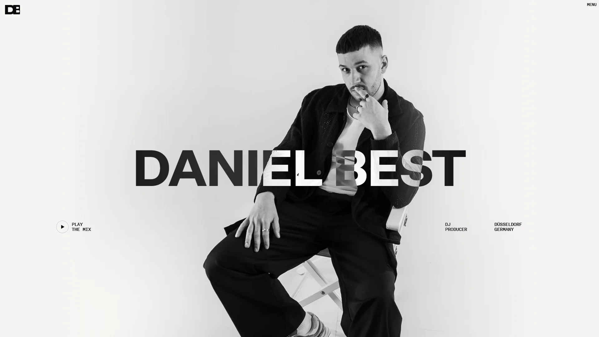 Daniel Best DJ- und Produzenten-Website Hero mit Parallax-Effekt